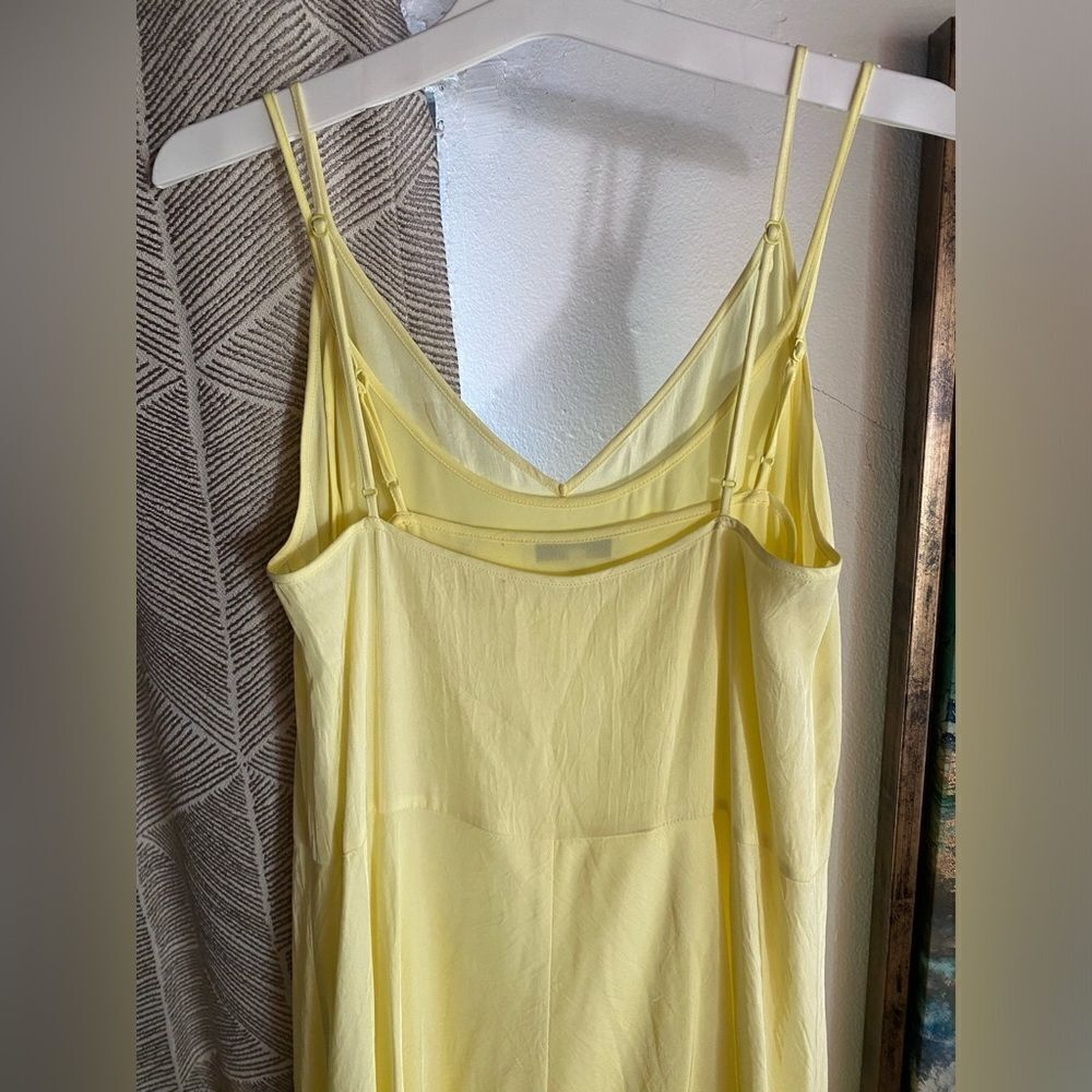Vince Midi Dress Womens Size XS Solid Yellow Sleeveless Straps Double Dress - Picture 10 of 16